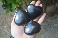 Polished Black Basalt Gemstone Hearts x 12 From Madagascar