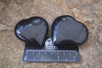 Polished Black Basalt Gemstone Hearts x 12 From Madagascar