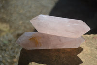 Polished Double Terminated Rose Quartz Points x 6 From Ambatondrazaka, Madagascar - Toprock Gemstones and Minerals 
