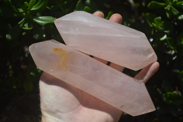 Polished Double Terminated Rose Quartz Points x 6 From Ambatondrazaka, Madagascar - Toprock Gemstones and Minerals 