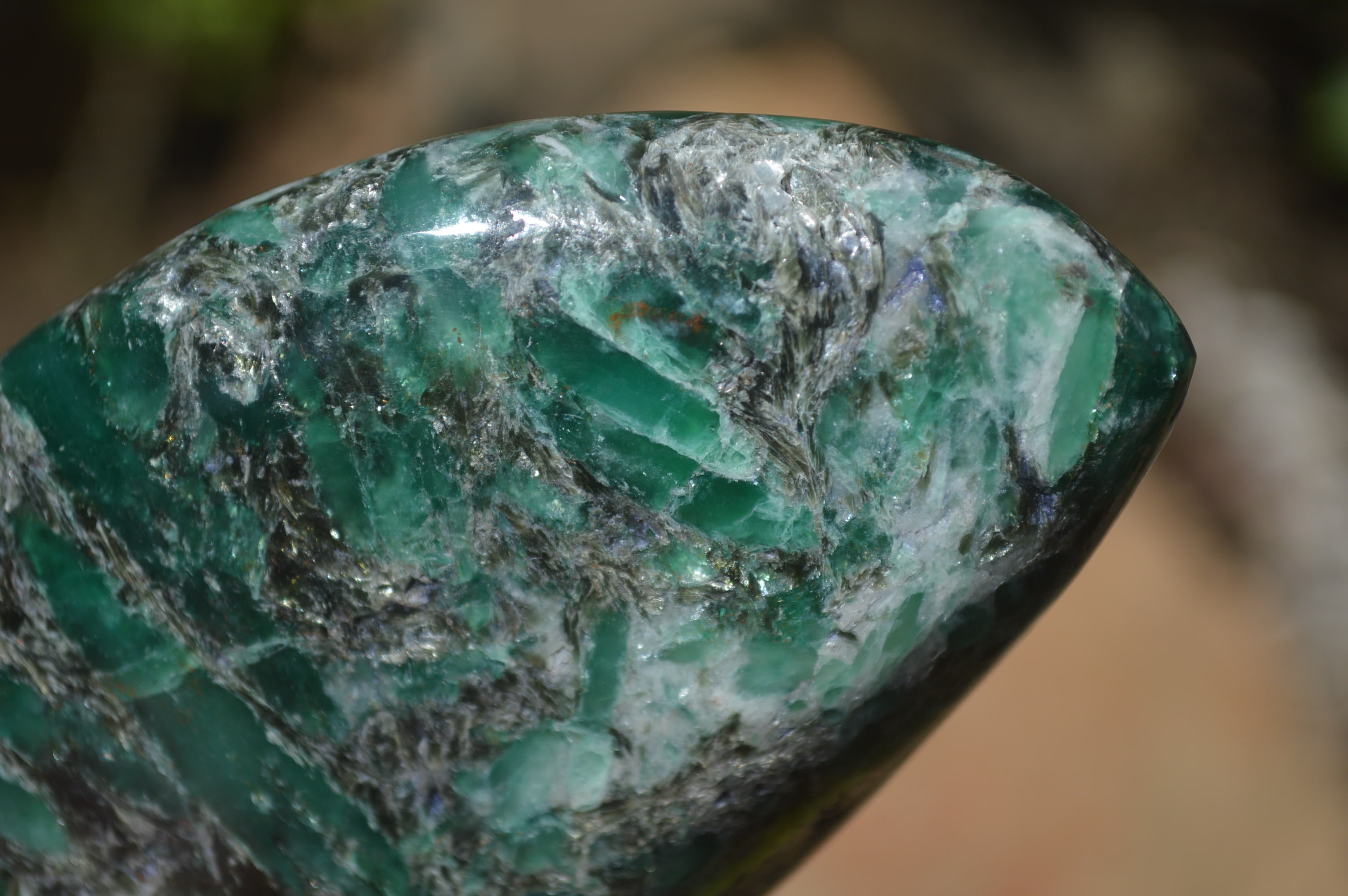 Polished Rare Emerald Mica In Matrix Standing Free Forms x 4 From Mutoko, Zimbabwe - Toprock Gemstones and Minerals 