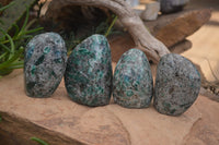 Polished Rare Emerald Mica In Matrix Standing Free Forms x 4 From Mutoko, Zimbabwe - Toprock Gemstones and Minerals 