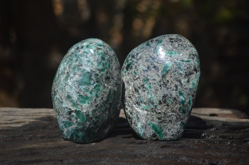 Polished Rare Emerald Mica In Matrix Standing Free Forms x 4 From Mutoko, Zimbabwe - Toprock Gemstones and Minerals 
