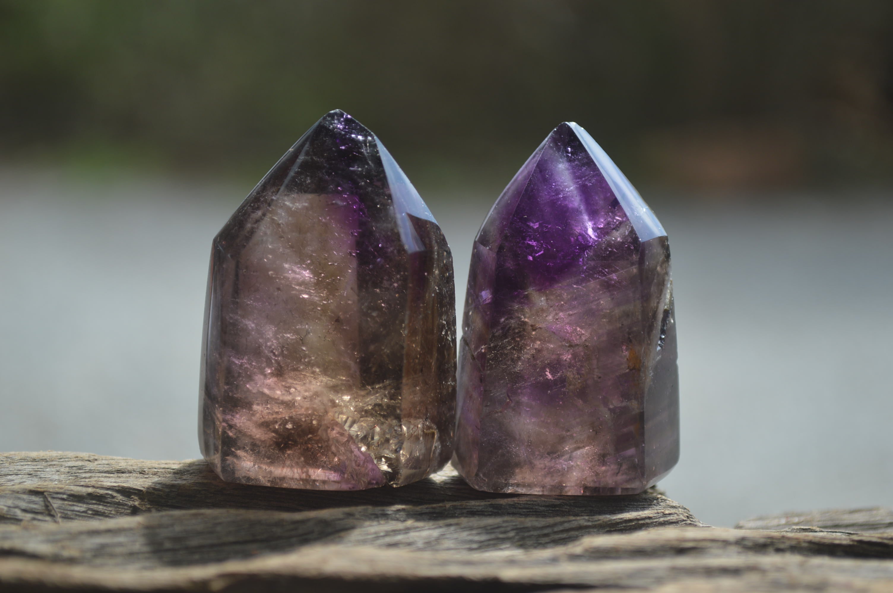 Polished Window Amethyst Quartz Crystals x 12 From Akansobe, Madagascar - Toprock Gemstones and Minerals 