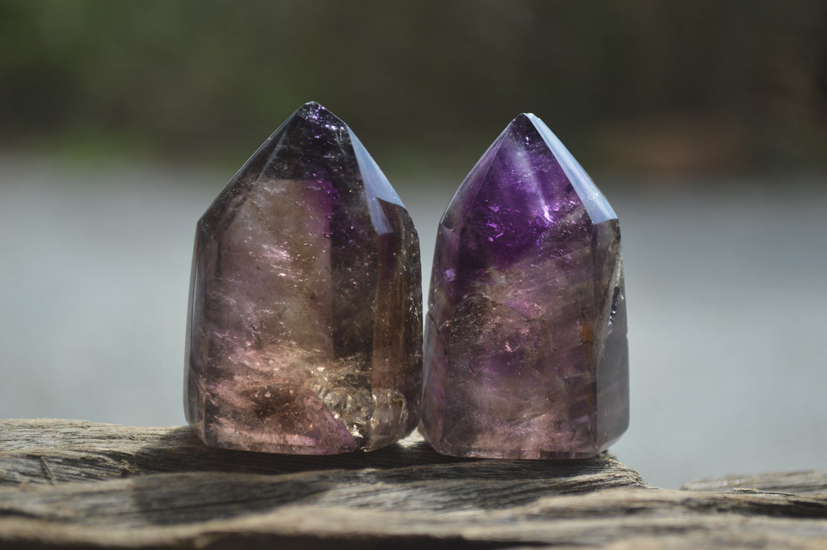 Polished Window Amethyst Quartz Crystals x 12 From Akansobe, Madagascar - Toprock Gemstones and Minerals 
