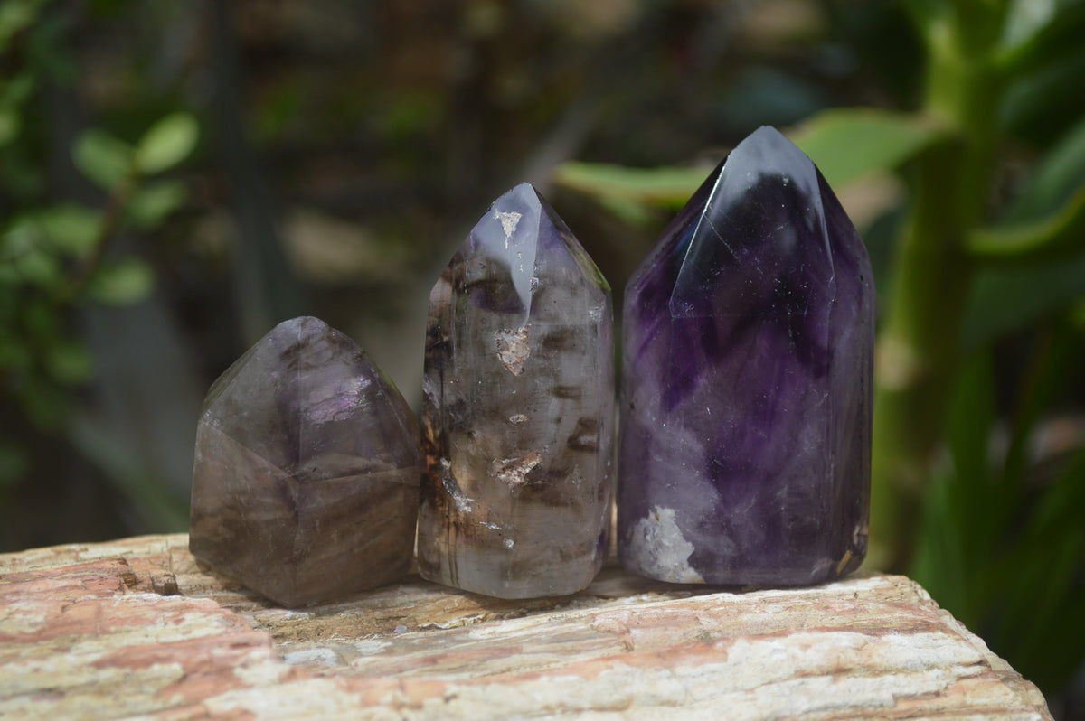 Polished Window Amethyst Quartz Crystals x 12 From Akansobe, Madagascar - Toprock Gemstones and Minerals 