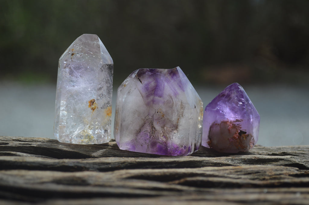 Polished Window Amethyst Quartz Crystals x 12 From Akansobe, Madagascar - Toprock Gemstones and Minerals 