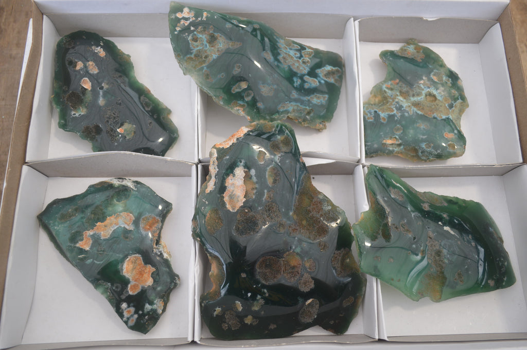 Polished On One Side Emerald Mtorolite x 6 From Mutorashanga, Zimbabwe - Toprock Gemstones and Minerals 