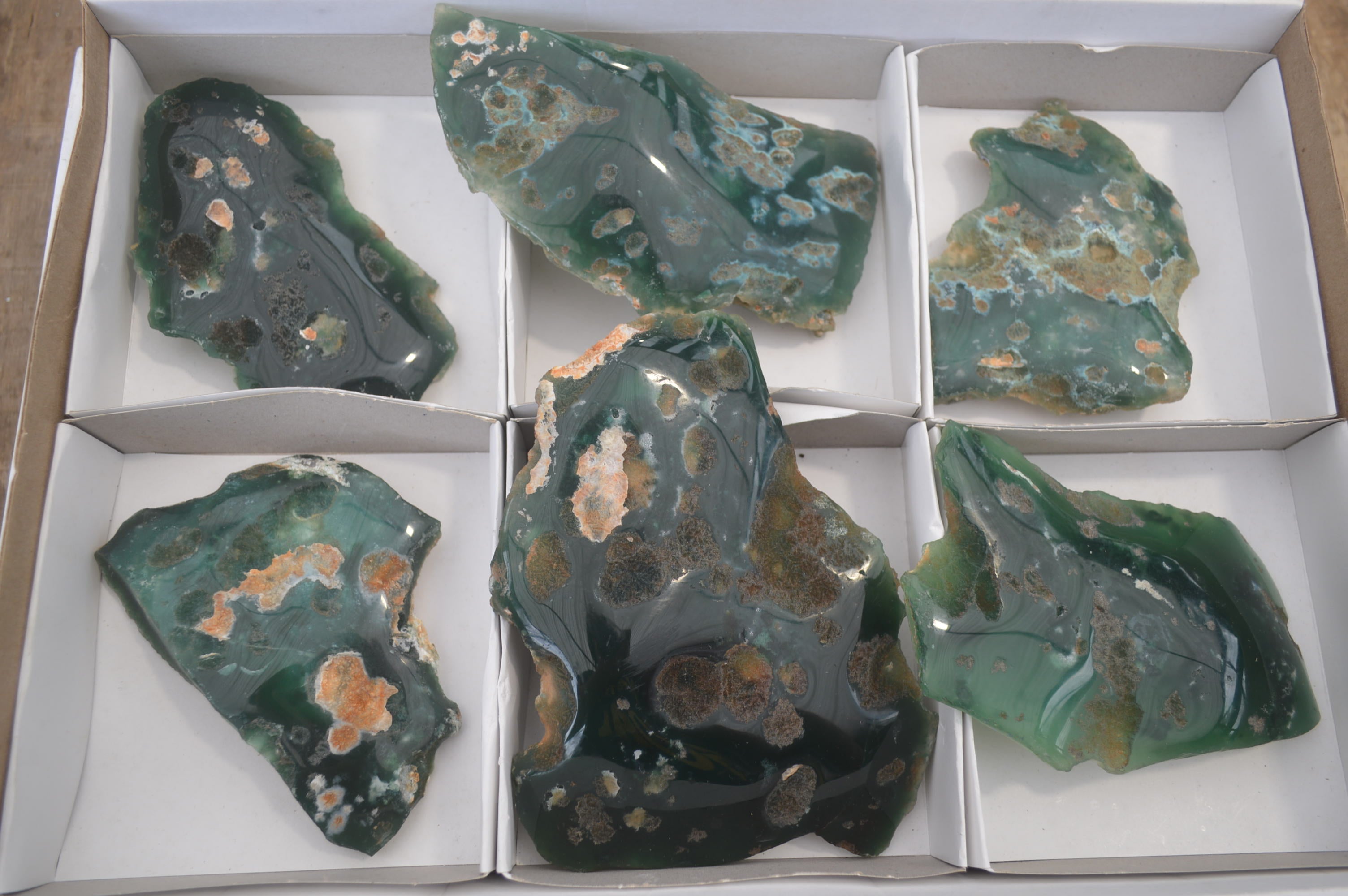 Polished On One Side Emerald Mtorolite x 6 From Mutorashanga, Zimbabwe - Toprock Gemstones and Minerals 