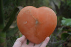 Polished Orange Twist Calcite Gemstone Hearts x 3 From Madagascar - Toprock Gemstones and Minerals 