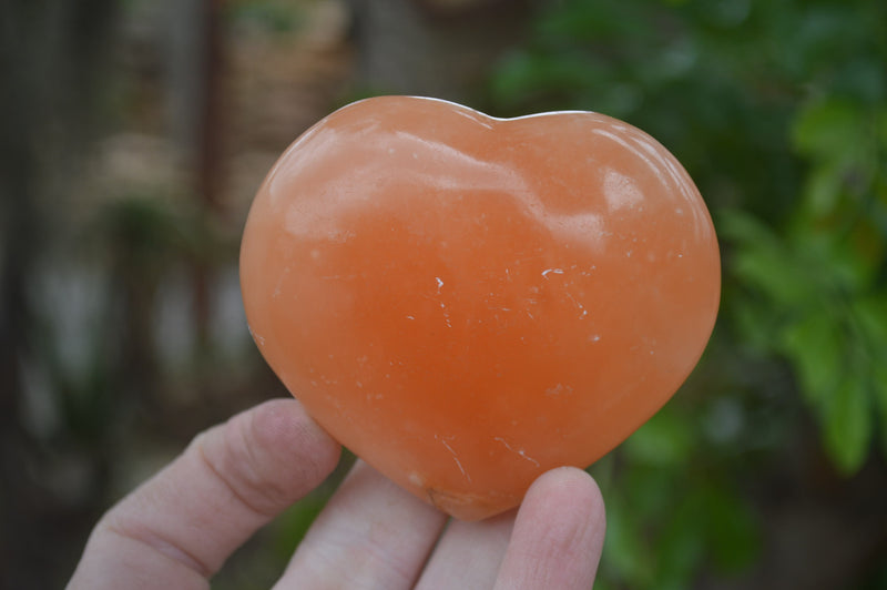 Polished Orange Twist Calcite Gemstone Hearts x 3 From Madagascar - Toprock Gemstones and Minerals 