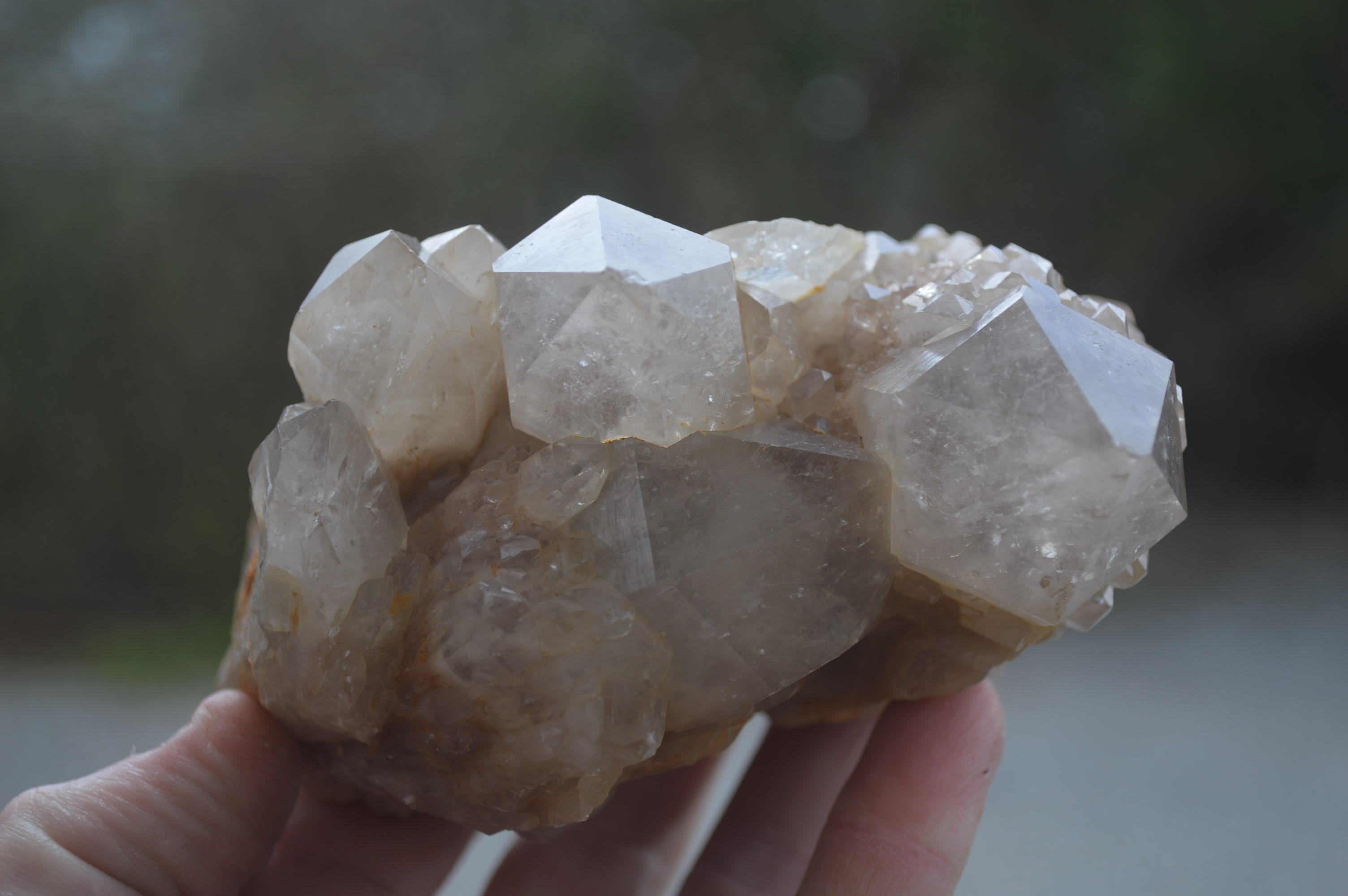 Natural White Phantom Smokey Quartz Clusters x 2 From Luena, Congo - Toprock Gemstones and Minerals 