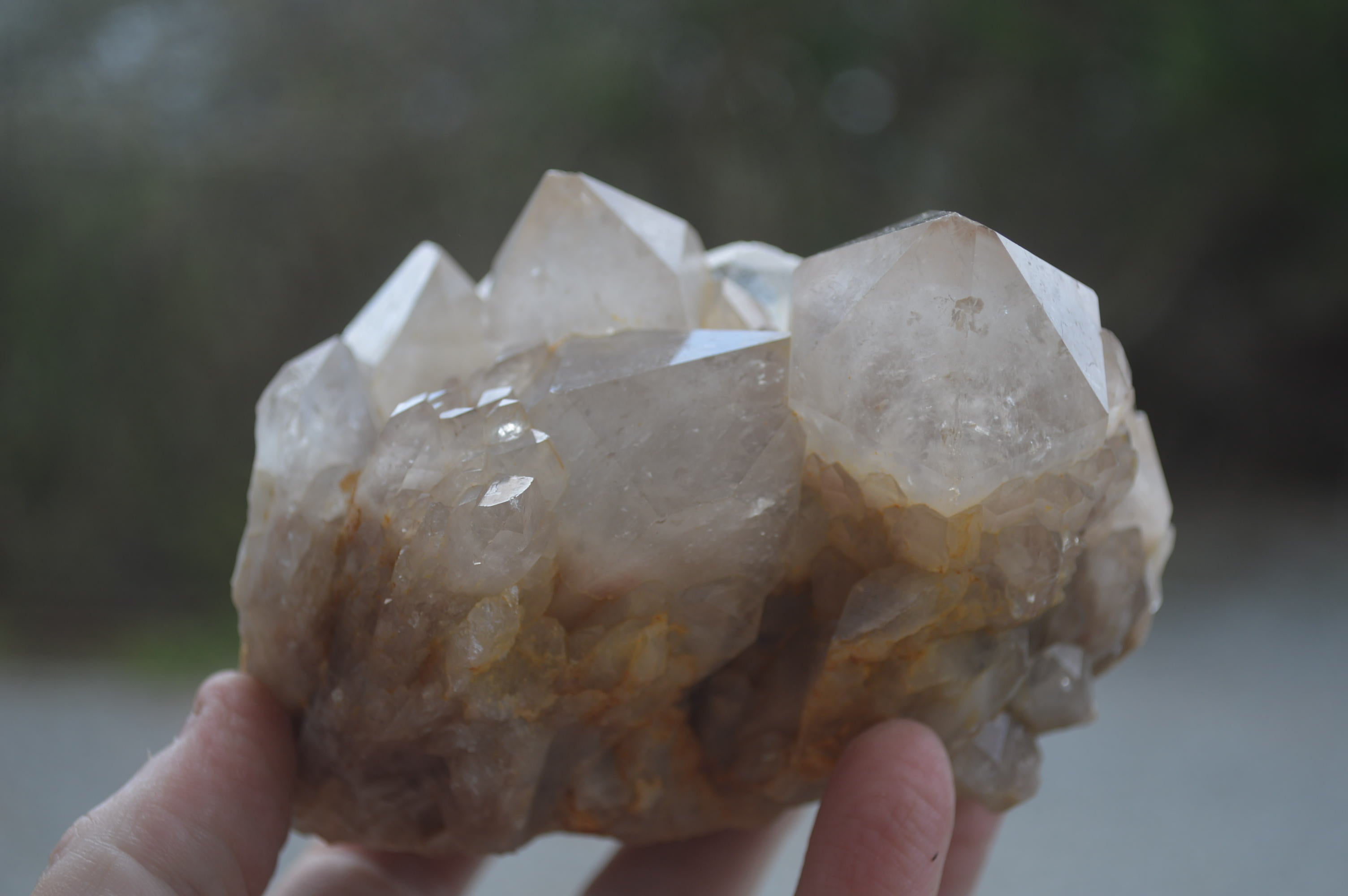 Natural White Phantom Smokey Quartz Clusters x 2 From Luena, Congo - Toprock Gemstones and Minerals 