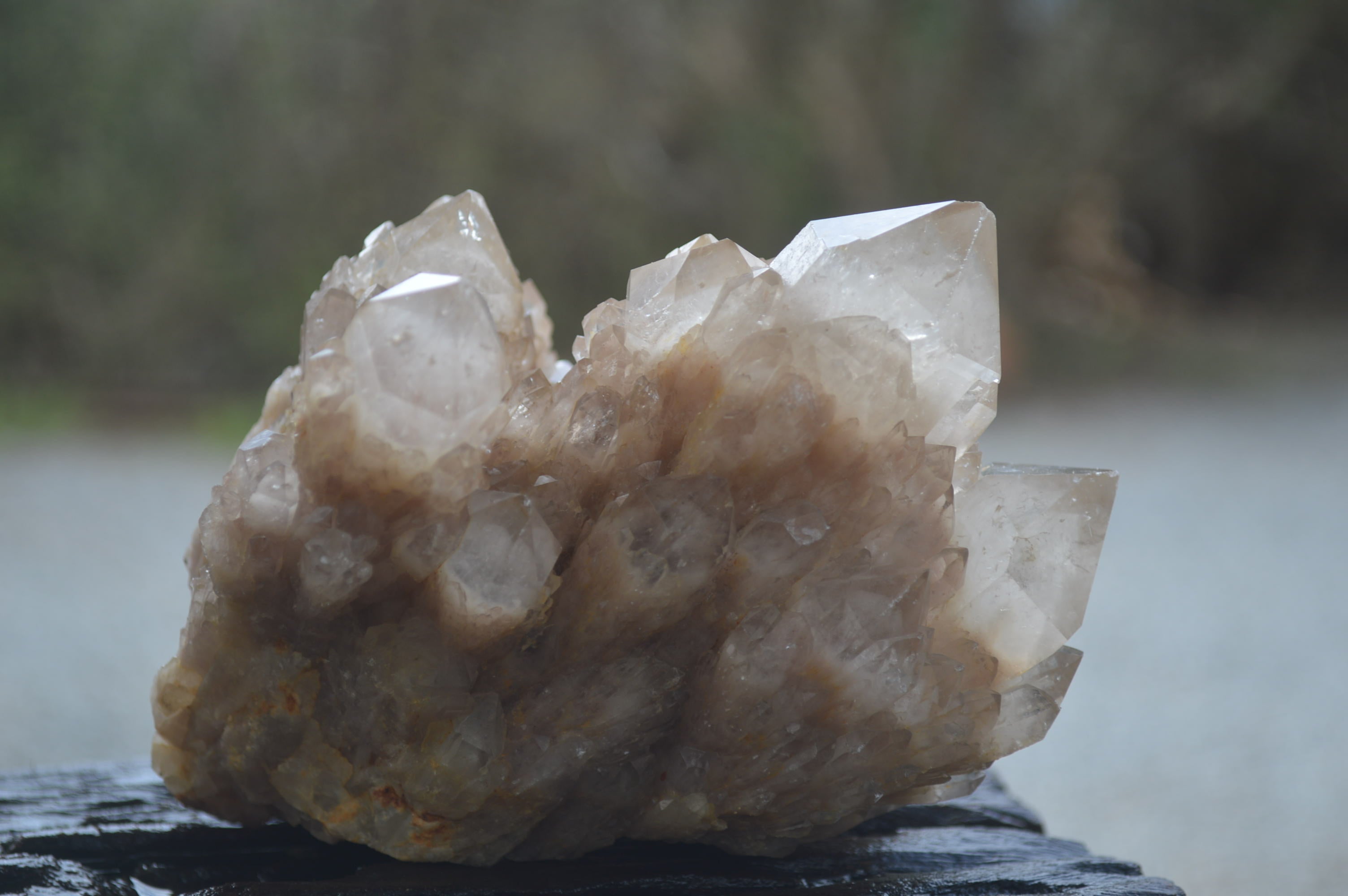 Natural White Phantom Smokey Quartz Clusters x 2 From Luena, Congo - Toprock Gemstones and Minerals 