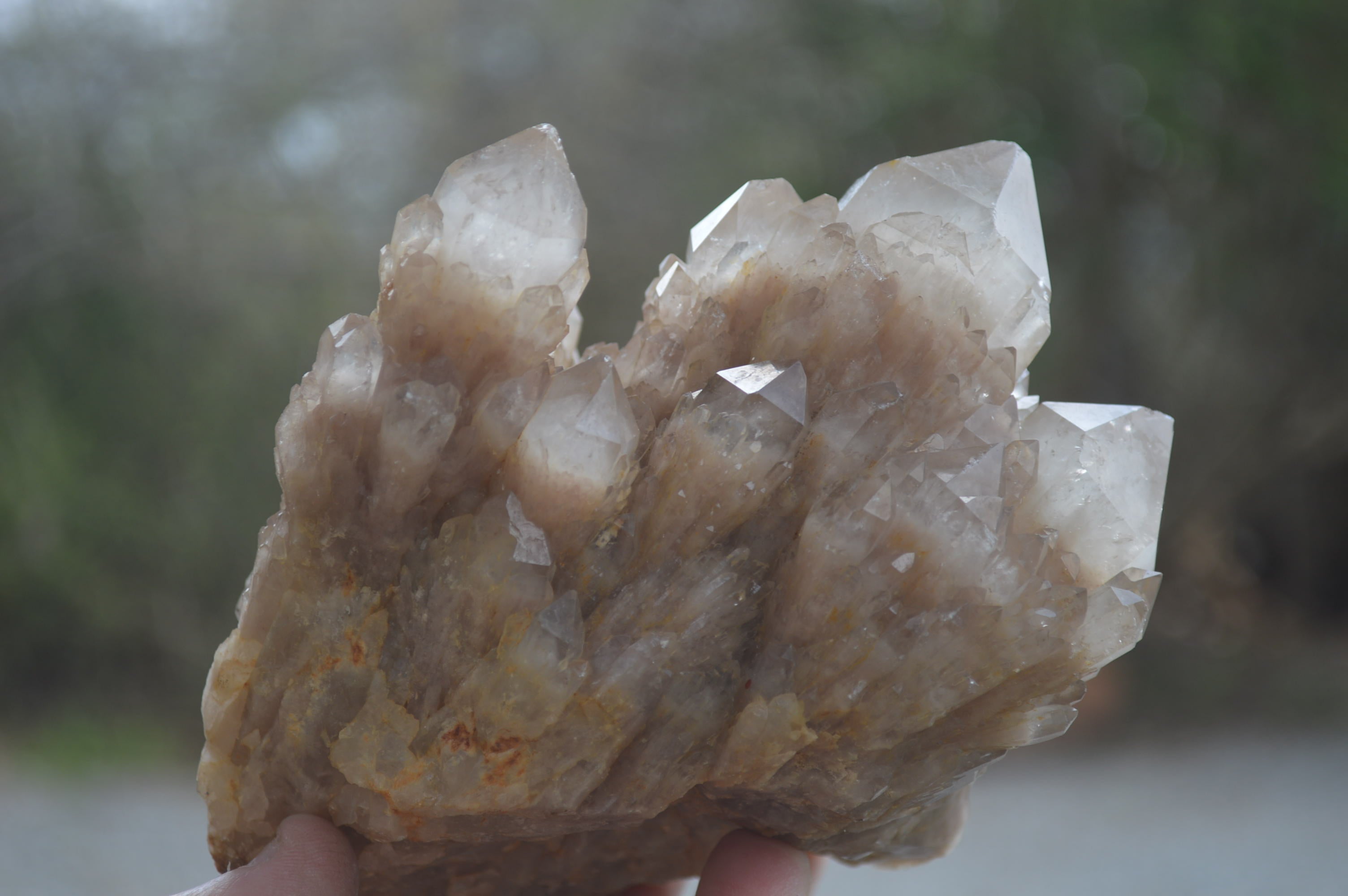 Natural White Phantom Smokey Quartz Clusters x 2 From Luena, Congo - Toprock Gemstones and Minerals 