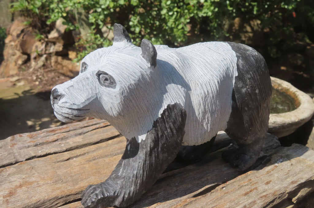 Hand Made Wonder Stone Panda Carving x 1 From Zimbabwe - Toprock Gemstones and Minerals 