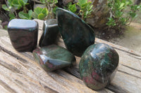 Polished Ruby Corundum In Chrome Verdite Standing Free Forms x 5 From Zimbabwe - Toprock Gemstones and Minerals 