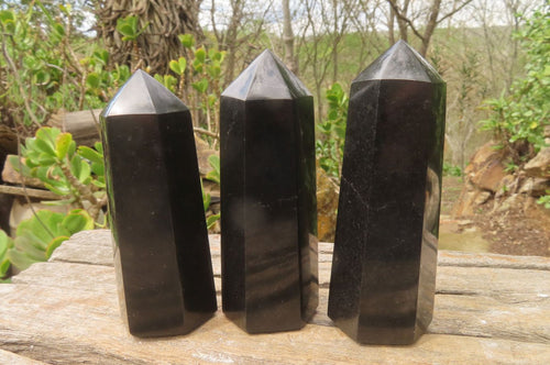 Polished Black Basalt Points x 12 From Antsirabe, Madagascar - Toprock Gemstones and Minerals 