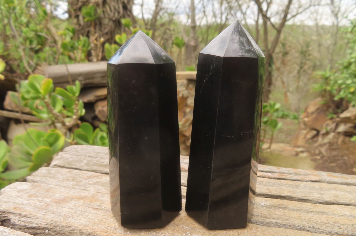 Polished Black Basalt Points x 12 From Antsirabe, Madagascar - Toprock Gemstones and Minerals 
