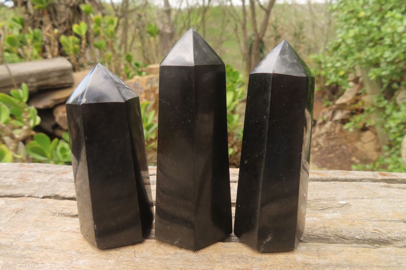 Polished Black Basalt Points x 12 From Antsirabe, Madagascar - Toprock Gemstones and Minerals 