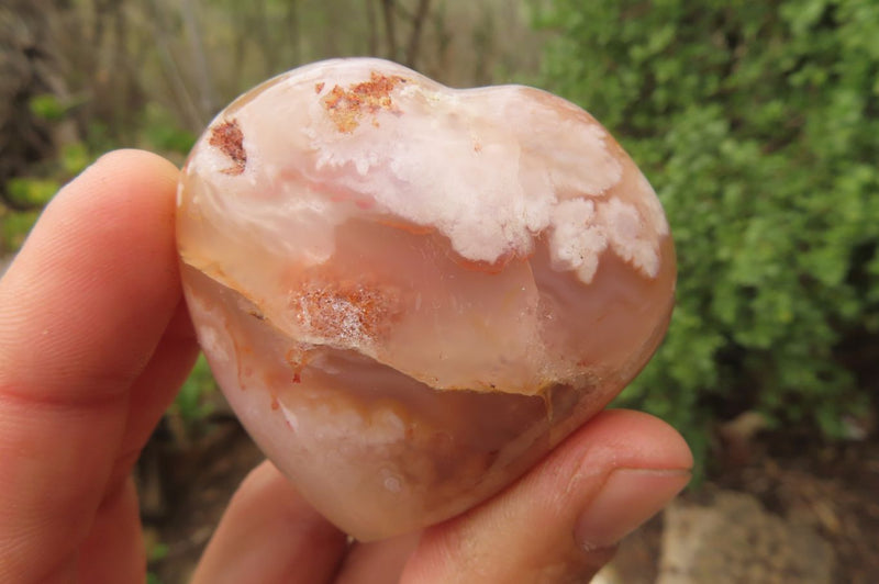 Polished Flower Agate Hearts x 6 From Antsahalova, Madagascar - Toprock Gemstones and Minerals 