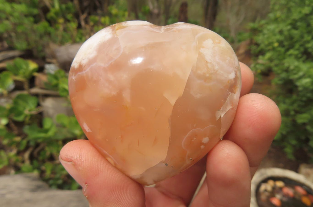 Polished Flower Agate Hearts x 6 From Antsahalova, Madagascar - Toprock Gemstones and Minerals 