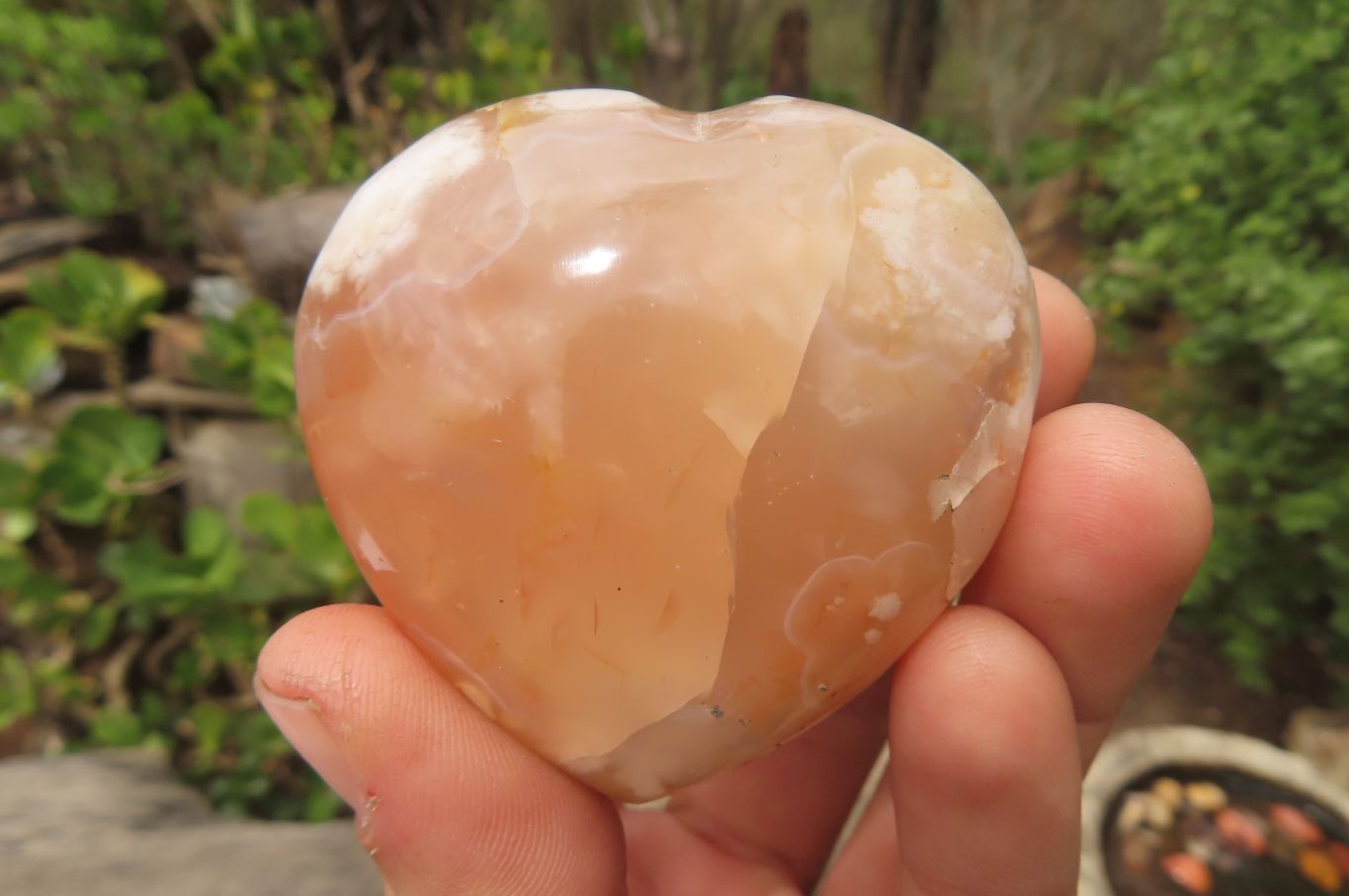 Polished Flower Agate Hearts x 6 From Antsahalova, Madagascar - Toprock Gemstones and Minerals 