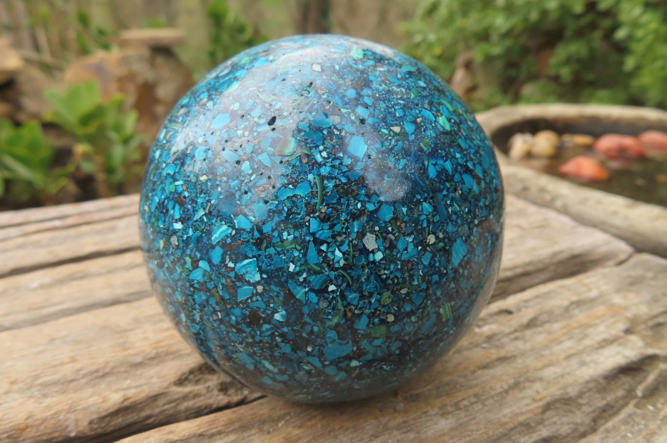 Polished Chrysocolla Conglomerate Spheres x 2 From Congo - Toprock Gemstones and Minerals 
