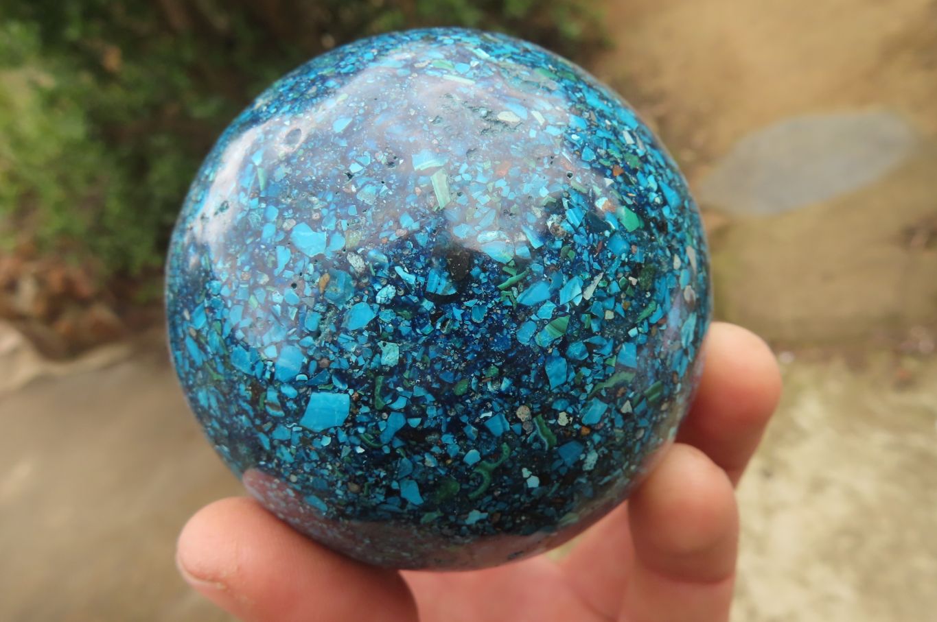 Polished Chrysocolla Conglomerate Spheres x 2 From Congo - Toprock Gemstones and Minerals 