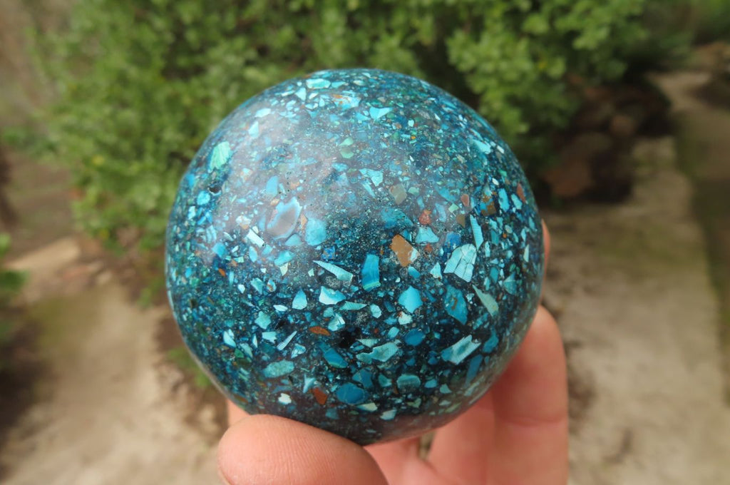Polished Chrysocolla Conglomerate Spheres x 2 From Congo - Toprock Gemstones and Minerals 