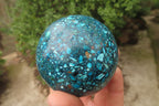 Polished Chrysocolla Conglomerate Spheres x 2 From Congo - Toprock Gemstones and Minerals 