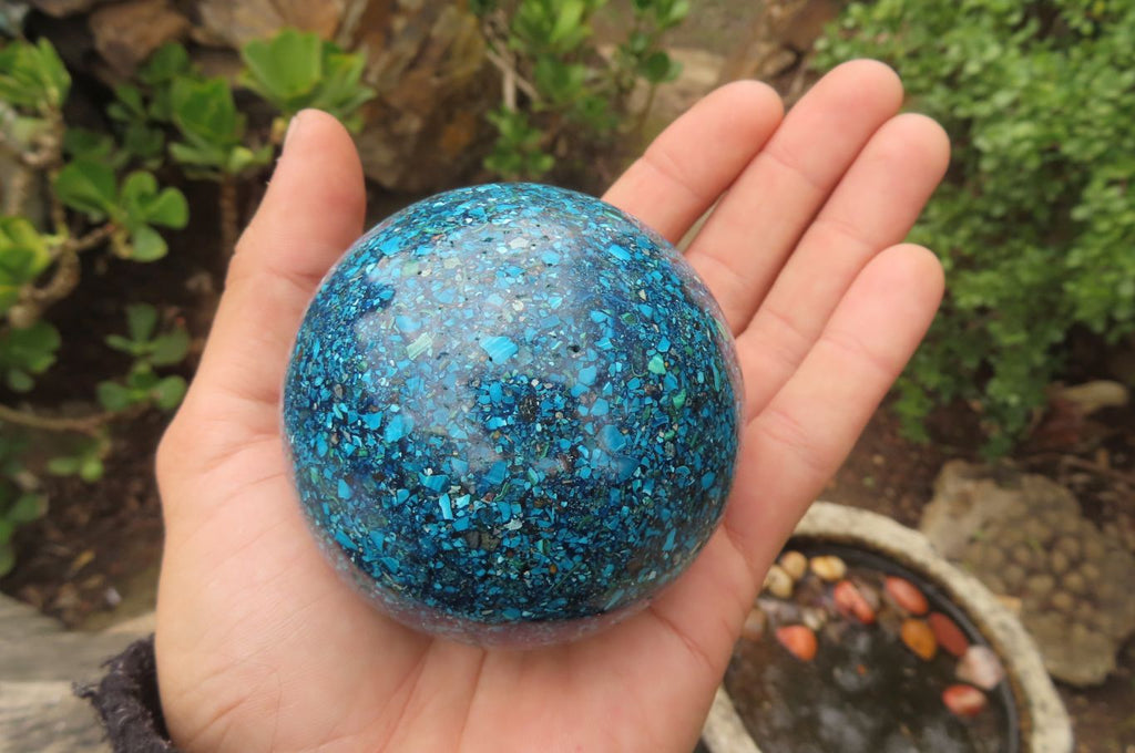 Polished Chrysocolla Conglomerate Spheres x 2 From Congo - Toprock Gemstones and Minerals 