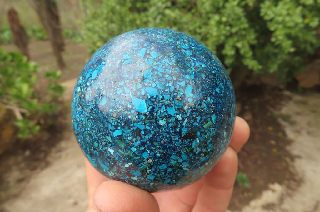 Polished Chrysocolla Conglomerate Spheres x 2 From Congo - Toprock Gemstones and Minerals 