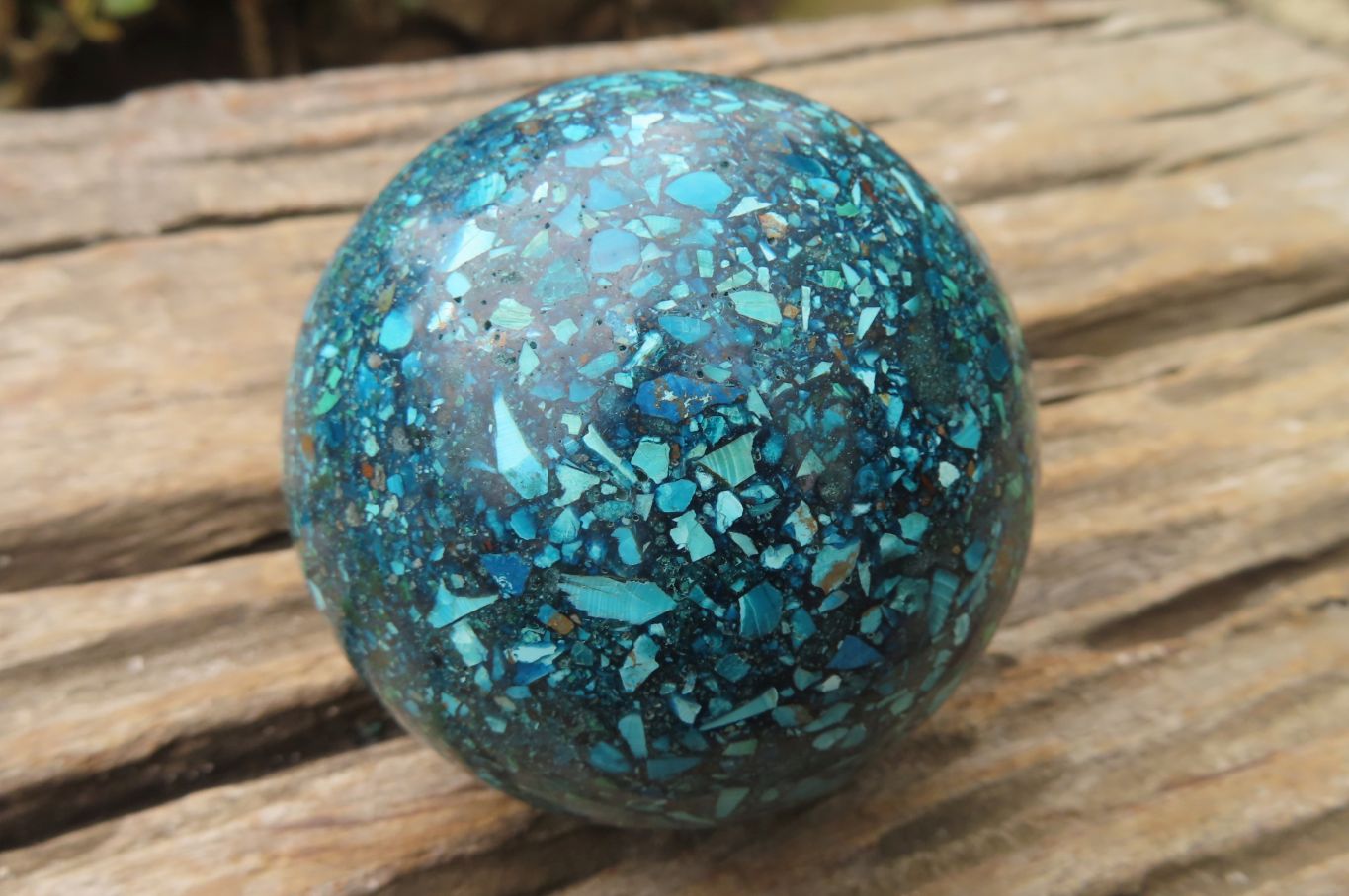 Polished Chrysocolla Conglomerate Spheres x 2 From Congo - Toprock Gemstones and Minerals 