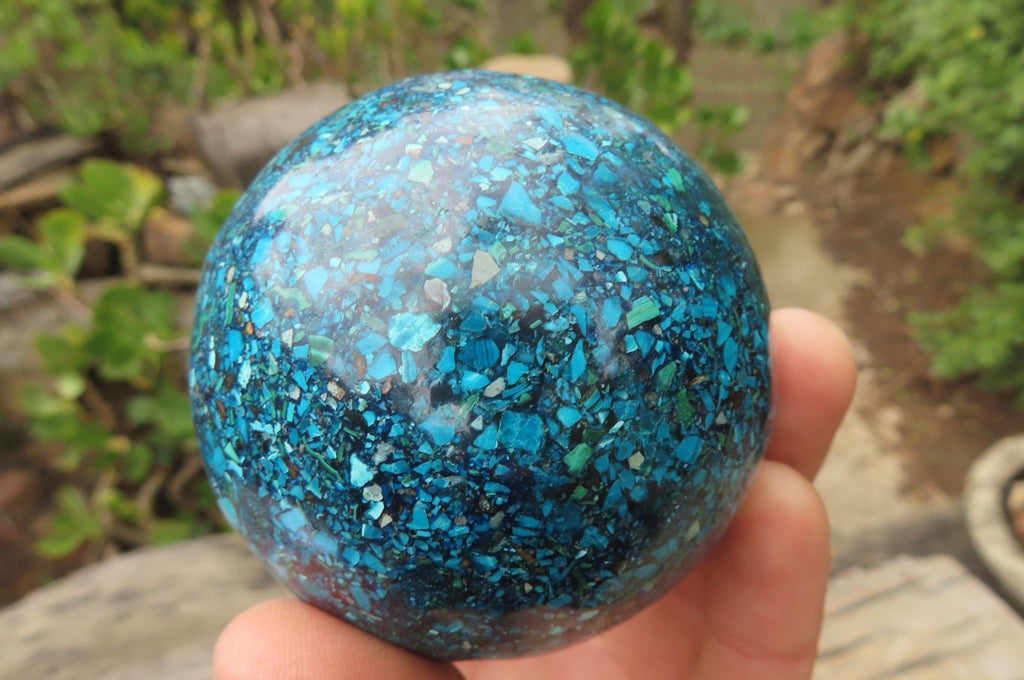 Polished Chrysocolla Conglomerate Spheres x 2 From Congo - Toprock Gemstones and Minerals 