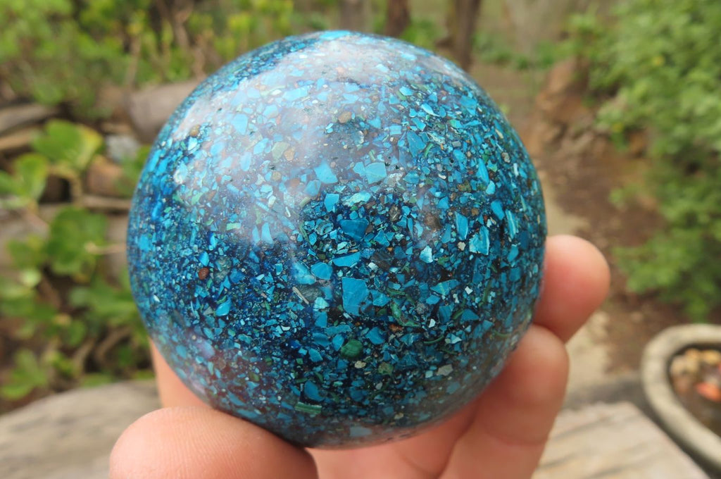 Polished Chrysocolla Conglomerate Spheres x 2 From Congo - Toprock Gemstones and Minerals 