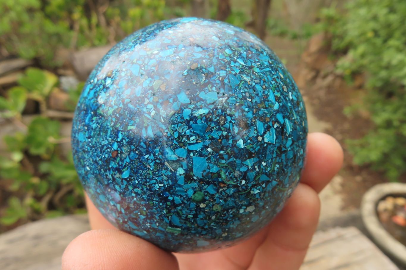Polished Chrysocolla Conglomerate Spheres x 2 From Congo - Toprock Gemstones and Minerals 