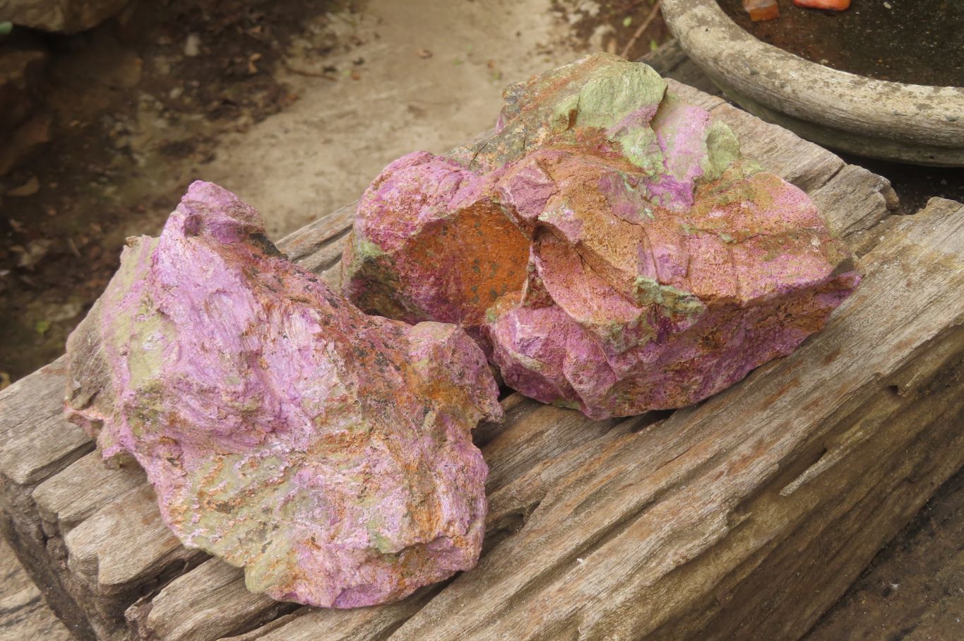 Natural Stichtite Specimens x 2 From Barberton, South Africa - Toprock Gemstones and Minerals 
