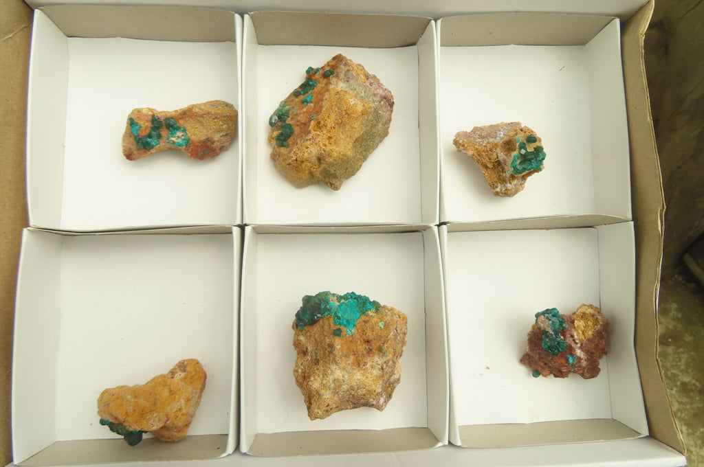 Natural Dioptase On Dolomite Specimens x 6 From Likasi, Congo - Toprock Gemstones and Minerals 