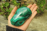 Polished Flower Banded Malachite Free Forms x 3 From Congo - Toprock Gemstones and Minerals 