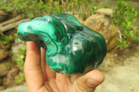 Polished Flower Banded Malachite Free Forms x 3 From Congo - Toprock Gemstones and Minerals 