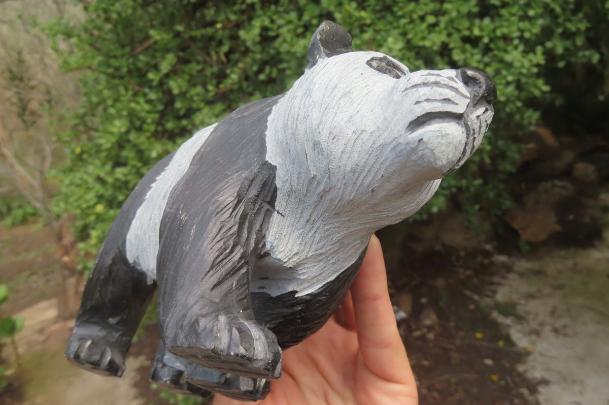 Hand Made Wonder Stone Panda Carving x 1 From Zimbabwe - Toprock Gemstones and Minerals 