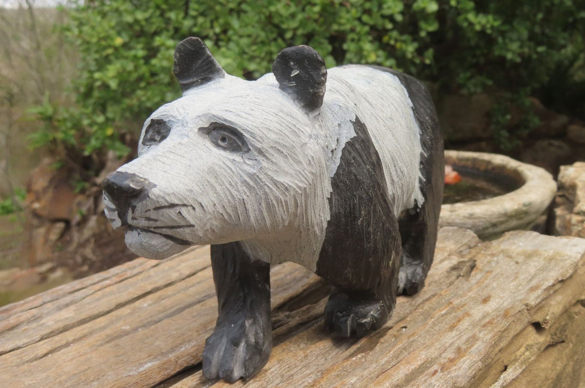 Hand Made Wonder Stone Panda Carving x 1 From Zimbabwe - Toprock Gemstones and Minerals 