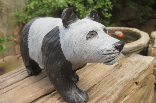 Hand Made Wonder Stone Panda Carving x 1 From Zimbabwe - Toprock Gemstones and Minerals 