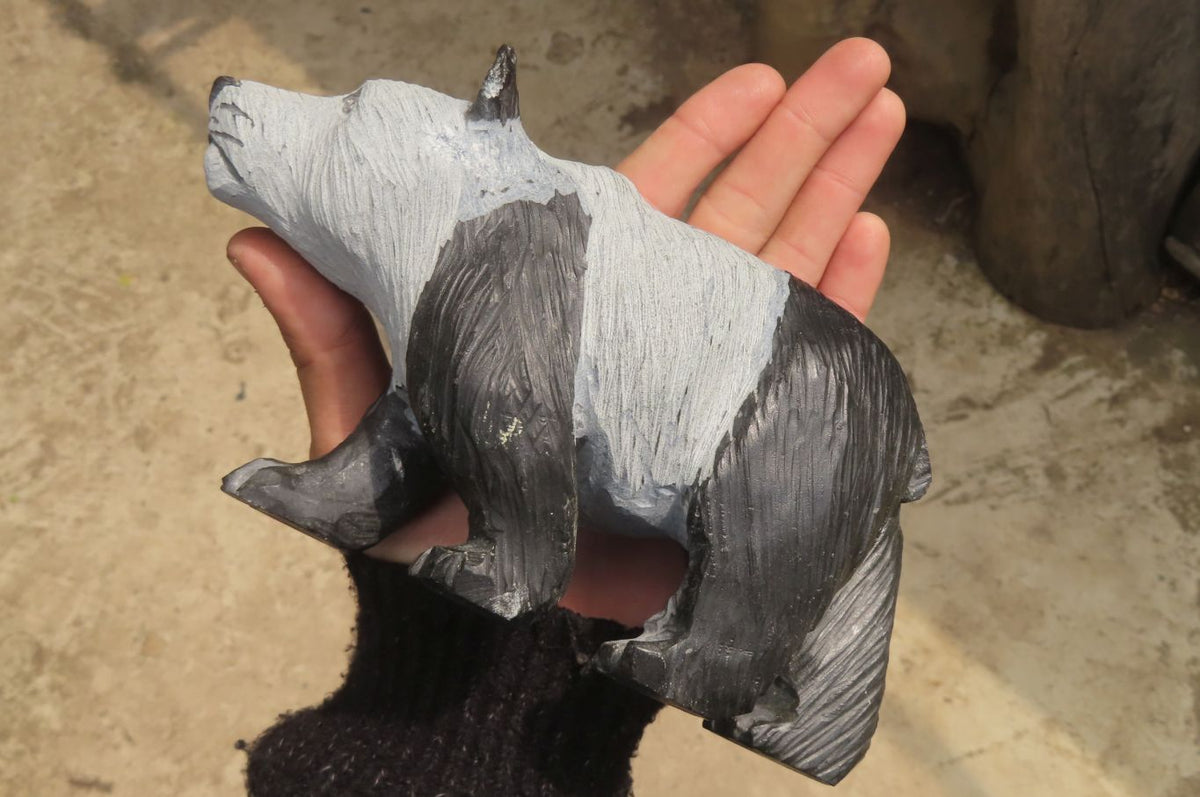 Hand Made Wonder Stone Panda Carving x 1 From Zimbabwe - Toprock Gemstones and Minerals 