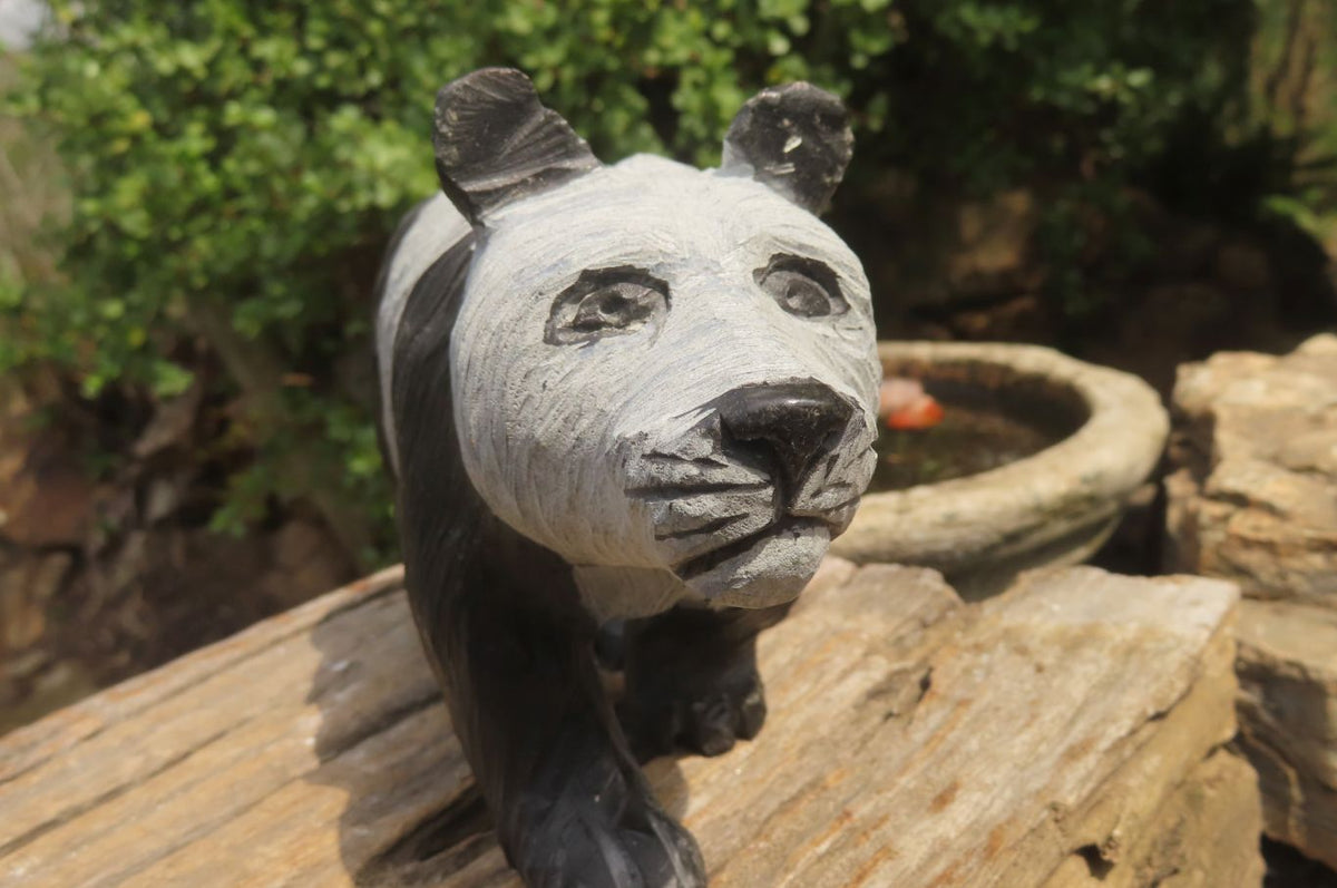Hand Made Wonder Stone Panda Carving x 1 From Zimbabwe - Toprock Gemstones and Minerals 