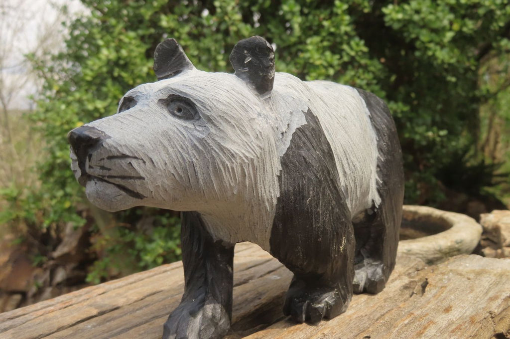 Hand Made Wonder Stone Panda Carving x 1 From Zimbabwe - Toprock Gemstones and Minerals 