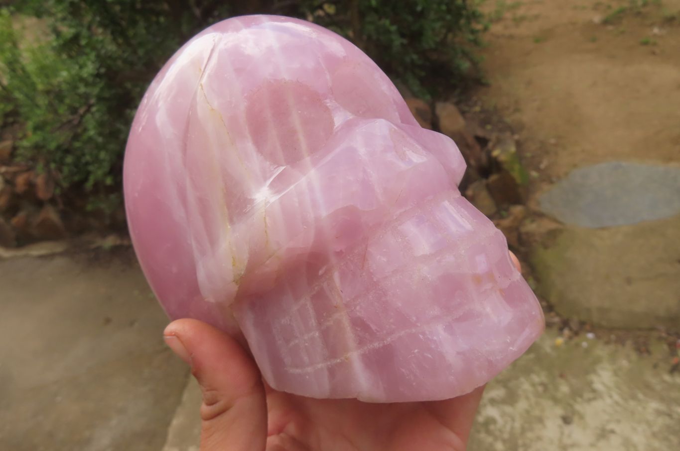 Hand Made Rose Quartz Skull Carving x 1 From Madagascar - Toprock Gemstones and Minerals 