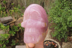 Hand Made Rose Quartz Skull Carving x 1 From Madagascar - Toprock Gemstones and Minerals 