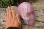 Hand Made Rose Quartz Skull Carving x 1 From Madagascar - Toprock Gemstones and Minerals 